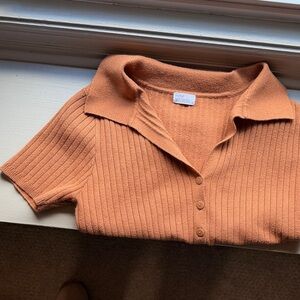 Melrose Women's Orange Button Down Shirt